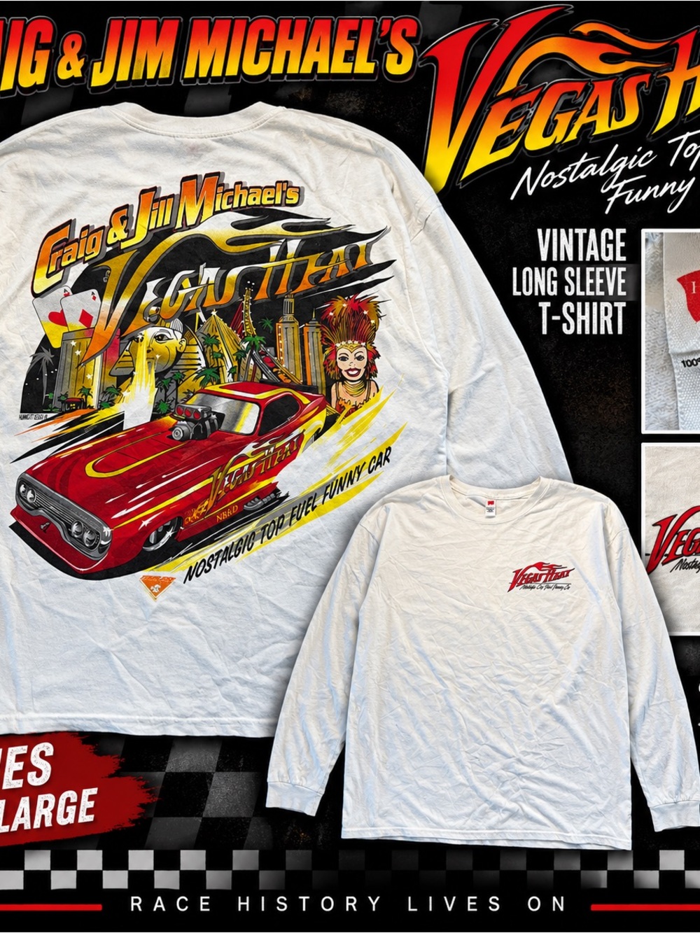 Vintage Craig & Jim Michael’s Vegas Heat Top Fuel Funny Car Long Sleeve Shirt L